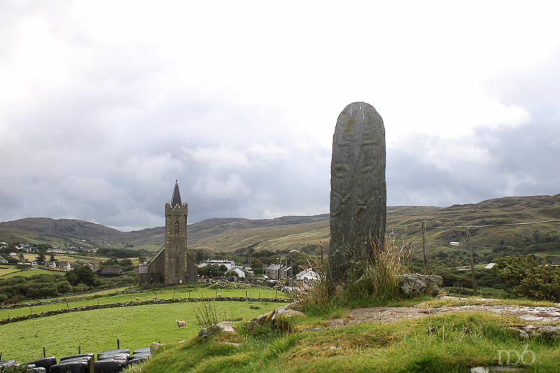 St. Columba's Church and standing stone at Glencolmcille